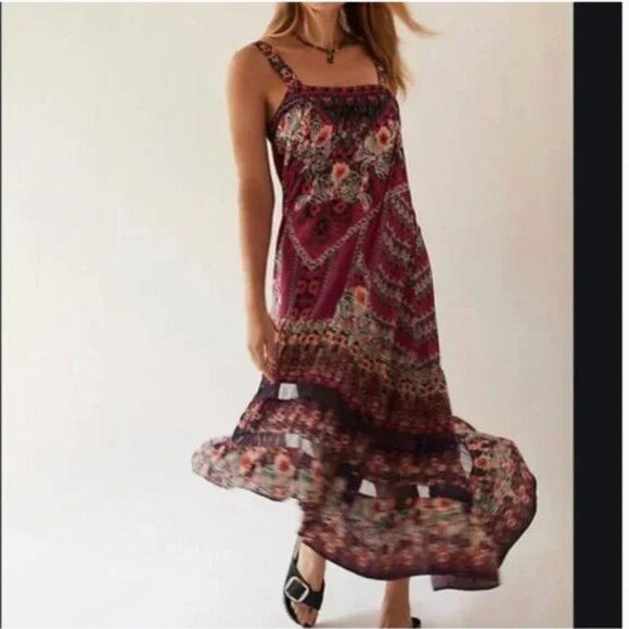 ⭐️ Lovett Floral Aztec Boho Chic Hip Modern Hipster Art Hippie Peasant Dress - Picture 1 of 4